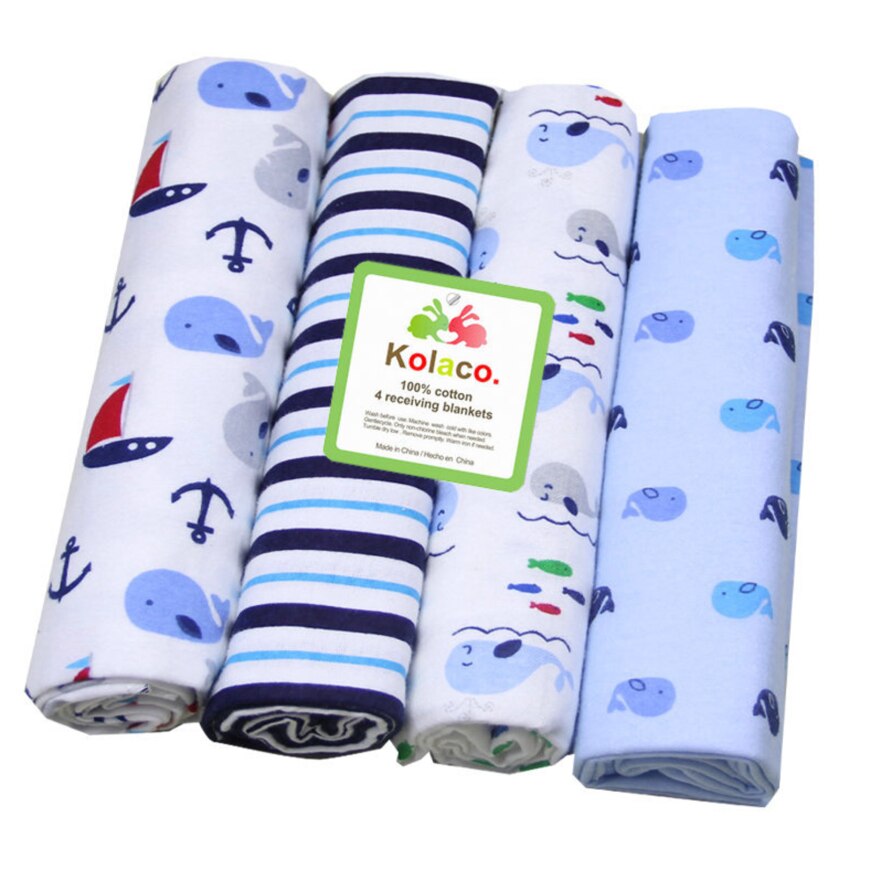 Kidstales 100% Katoen Flanel Baby Deken 4 Stks/pak Ontvangen Newborn Kleurrijke Cobertor Baby Laken 76x76cm: 12