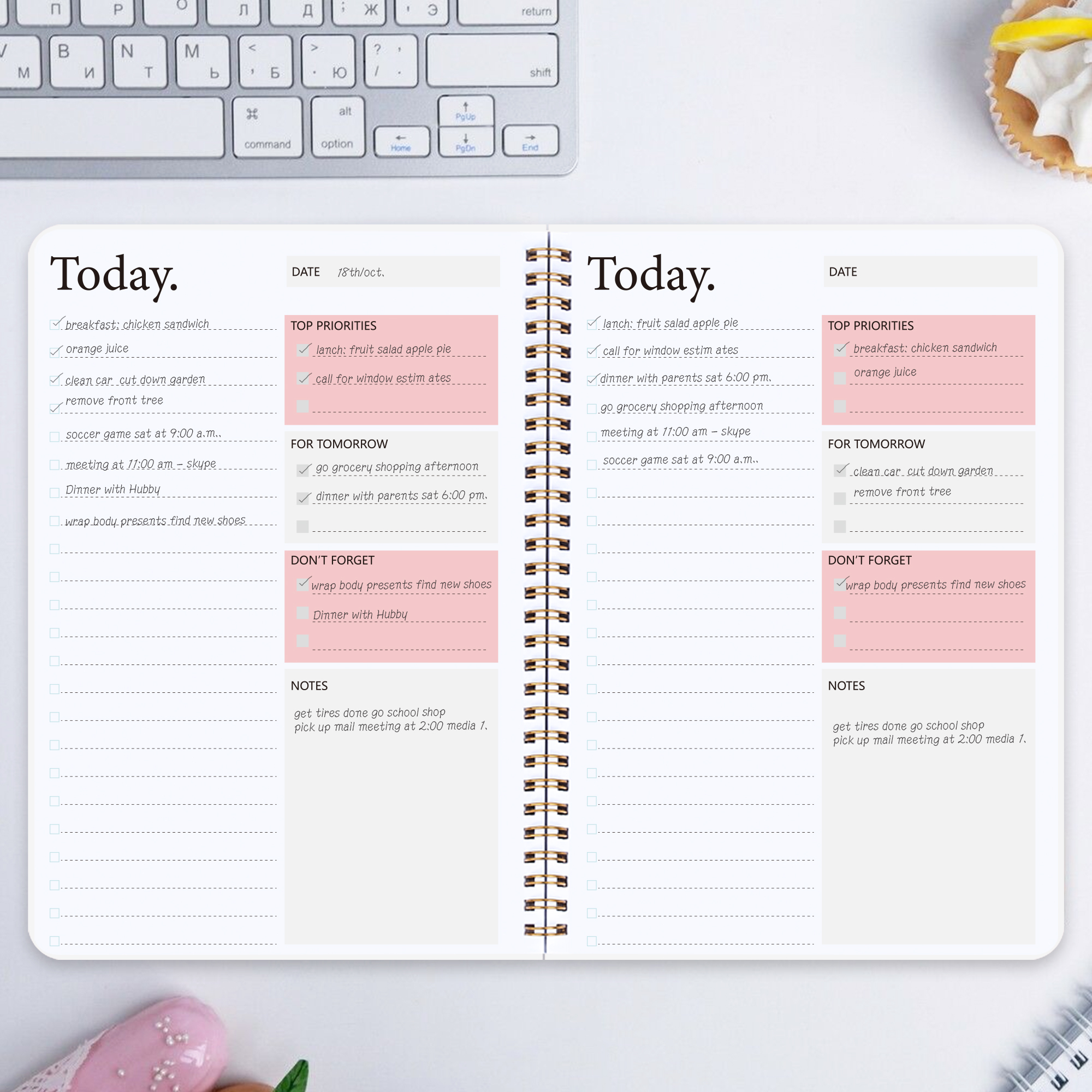Planificateur quotidien Agenda du jour, Agenda non daté, couverture transparente, organisateur avec liste de tâches, fournitures scolaires et de bureau