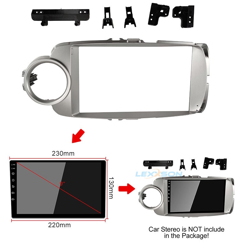 9 Inch Car Fascia For TOYOTA Yaris Stereo Dashboard Panel In-dash Mount Installation Car Dvd Frame Fascias Trim Kit