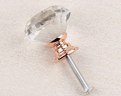 30 Mm Diamond Shape Crystal Glass Knoppen Kast Trekt Lade Knoppen Keukenkast Handvatten Handvat Hardware: Rose gold base