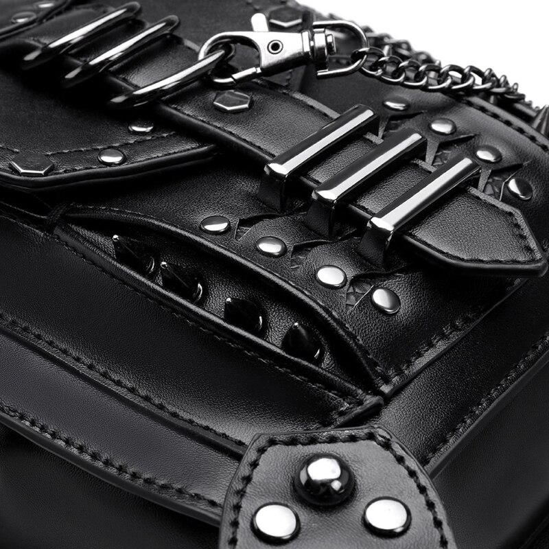 Meisje Gothic Heuptas Fanny Pack Lederen Steampunk Zak Kant Zak Reizen Purse Black Pu Leer Modieuze En Unieke