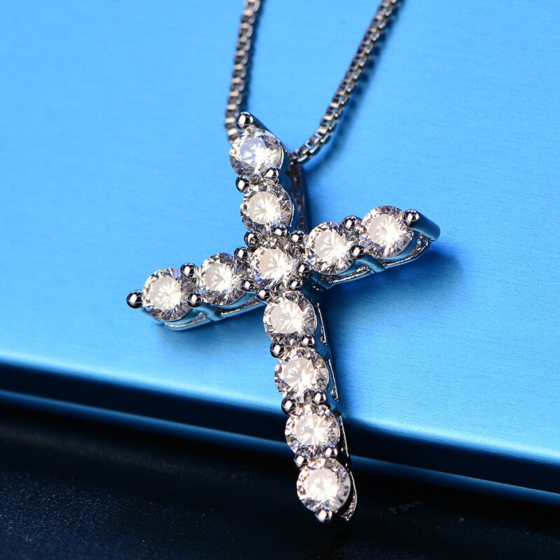 KNOCK 5A Zirconia Cross Pendant Necklace Bride Wed... – Grandado