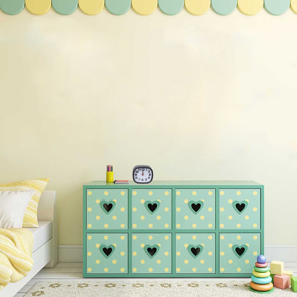 Simple Square Plastic Alarm Clock Small Desktop Clock Luminous Hour and Minute Hand Kids Alarm Clock Without Battery (Black): Black