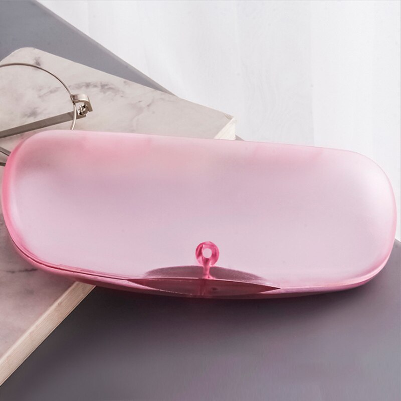 Doorzichtige zonnebrillenkoker, harde kunststof brillenkoker, draagbare opbergdoos, brillenkoker: Roze
