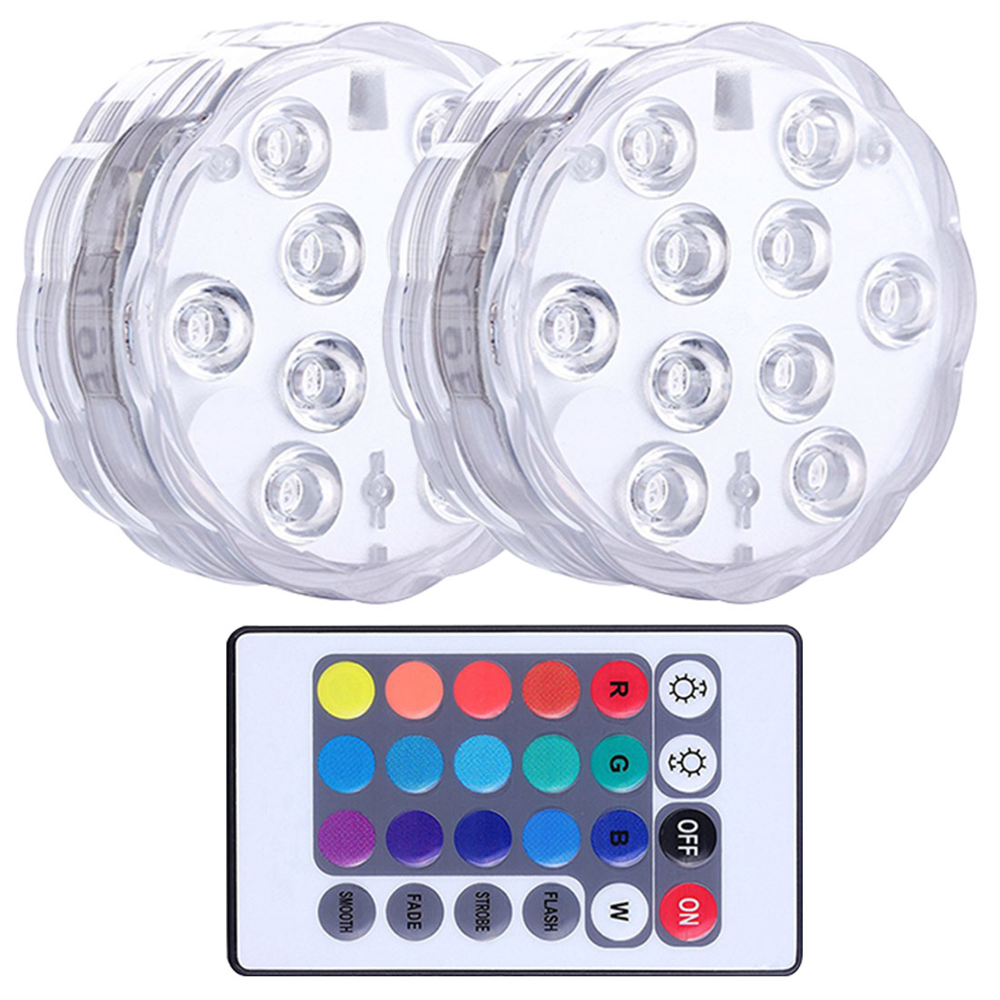 RGB13 Lights LED Waterproof Submersible Underwater Remote Control Night Lamp Tea Light Vase Bowl Party Pool Multi Color: 2 Lights withcontrol