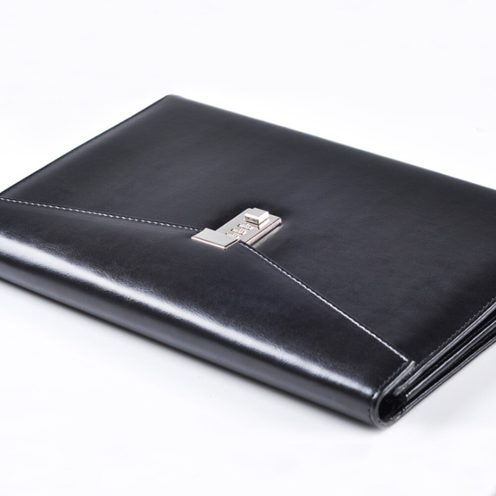 A4 Office PU Leather Cards Bag Document File Folder With Password Lock Pen Holder Portable Large Capacity Briefcase