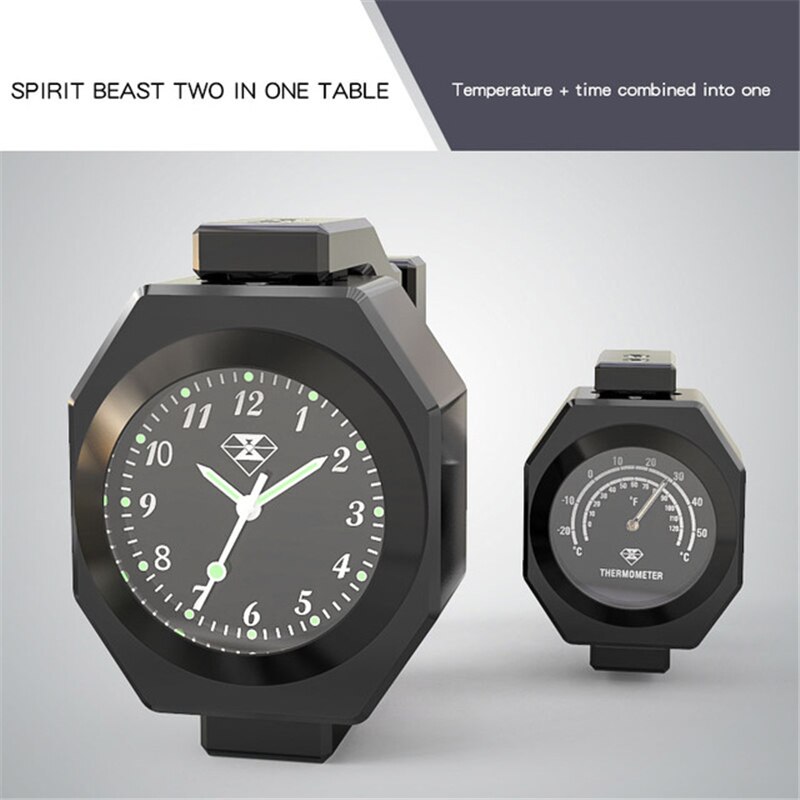 Moto Motocross moto étanche température lumineuse universelle guidon monture horloge moto montre thermomètre: Black
