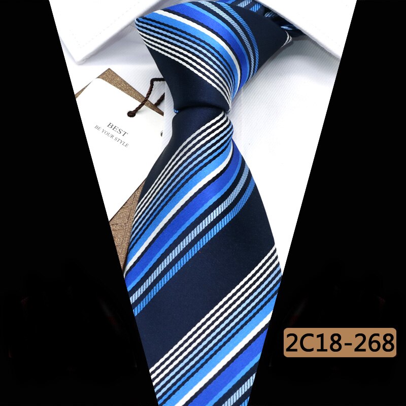 Yishline mænd slips 16 farve stribet business slips herre slips 8cm jacquard bryllup corbatas til hombre tilbehør: 2 c 18-268