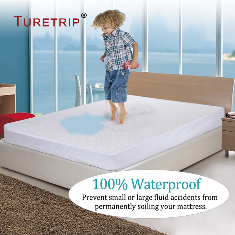 Turetrip 160X200CM Katoenen Badstof Waterdichte Matrashoes Hoeslaken Stijl Matras Protector Voor Foam Matras Bed Cover