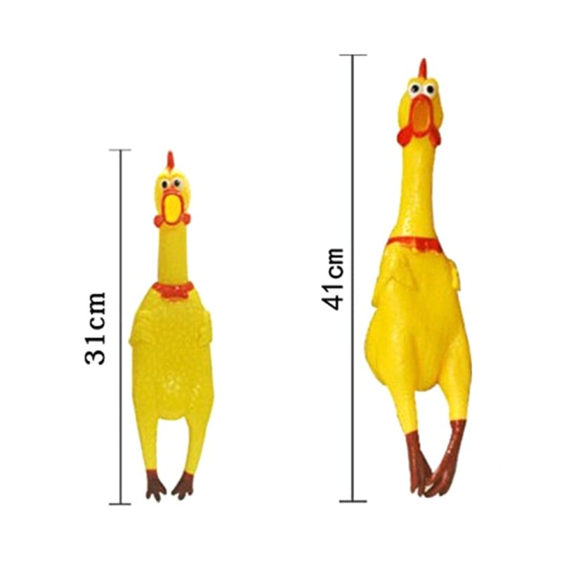 17CM 31CM 41CM Funny Yellow Plastic Shrilling Chicken Pet Dog Training Toys Squeeze Squeak Squeaker Chew Screaming Pets Toy