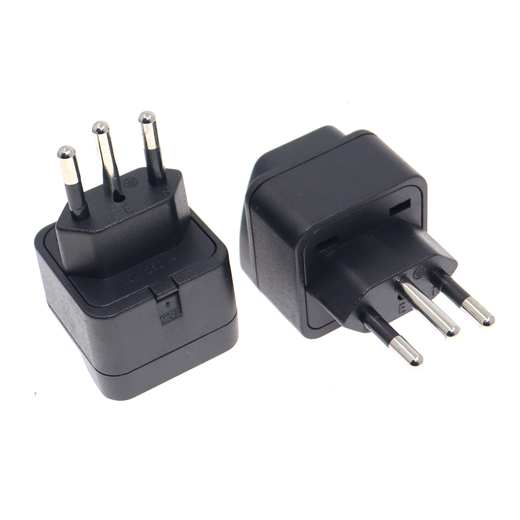 Universal Brazil Plug Adapter 3 Pin EU Euro AU US UK To Brazil Travel Adapter Electric Power Cord Charger Socket Outlet: black