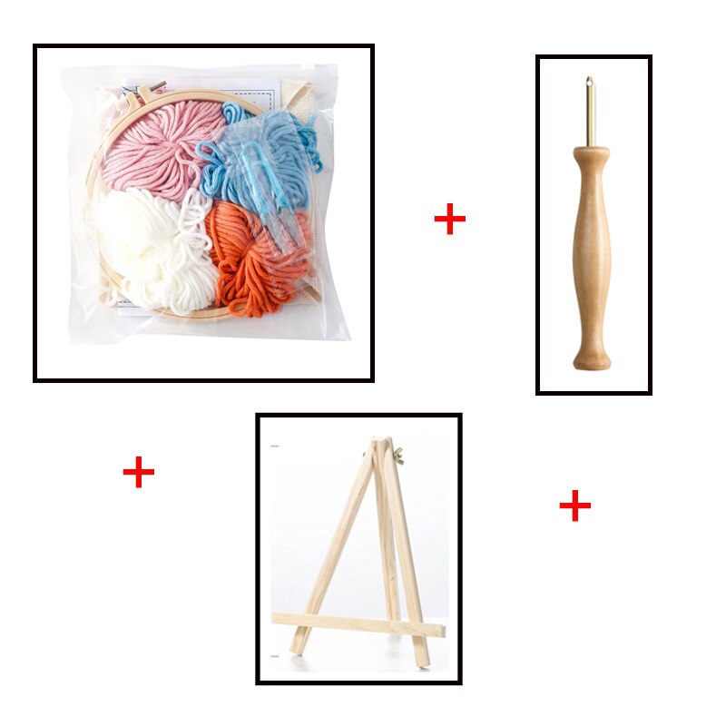 Easy Punch Needle Embroidery Kit with Hoop for Beginner Landscape Embroidery Needlework Wool Work Handmade Sewing Kit Craft: with Support