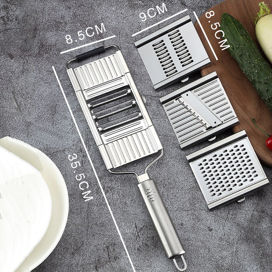 3-In-1 Multi-Use KItchen Slicer Set Lemon Cheese Stainless Steel Vegetable Cutter Replaceable Shredder For Onion Potato