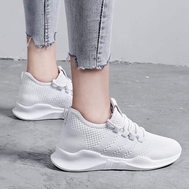 VTOTA femmes chaussures décontractées hauteur augmentant maille baskets respirant marche à lacets chaussures femmes tenis feminino plate-forme chaussures