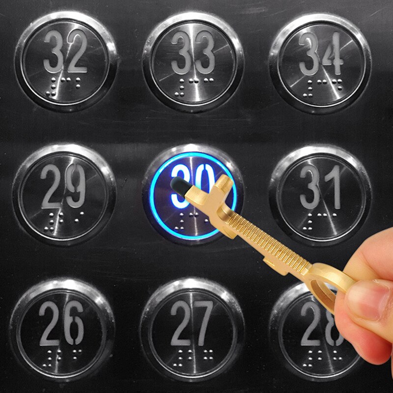 1pcs Door Handle Keychain Portable Stick Non-contact Hygiene Hand Press Elevator Tool Door Opener Avoid Touching Key Buckle 12
