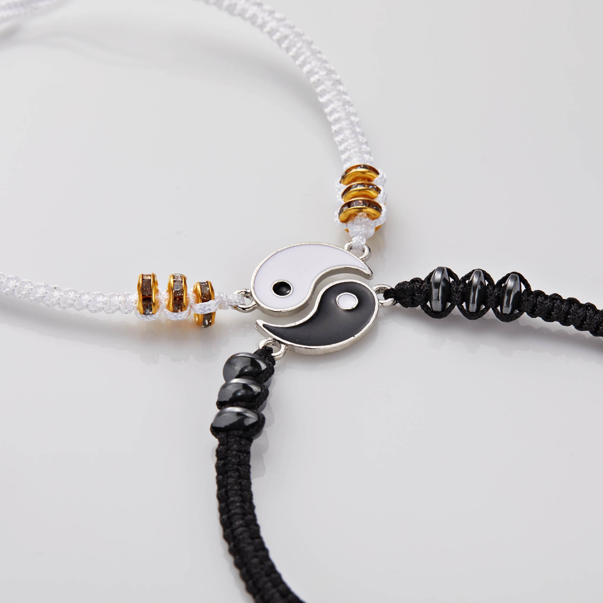 Ensemble de Bracelets de Couple Tai Chi chinois rétro, pendentif réglable, chaîne tressée, breloque, bijoux amoureux, de saint valentin,