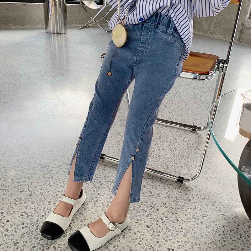 Jeans en Denim pour filles, pantalons pour enfants, printemps 2022