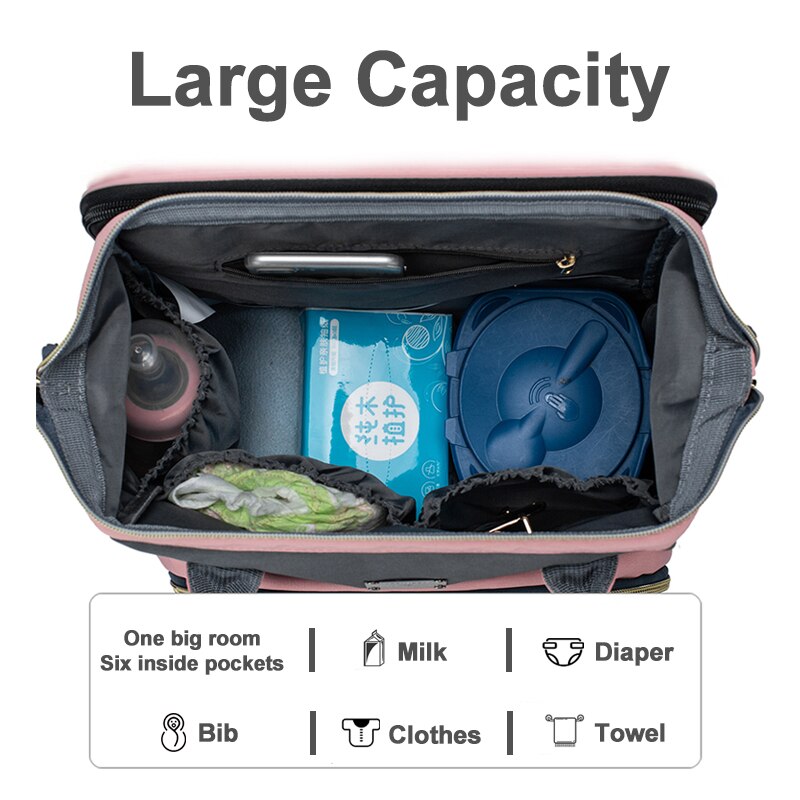 Sac à langer pour bébé, sac à dos de lit de maternité pour maman, sac d&#39;allaitement de grande capacité pour les soins de bébé, poussette avec crochet