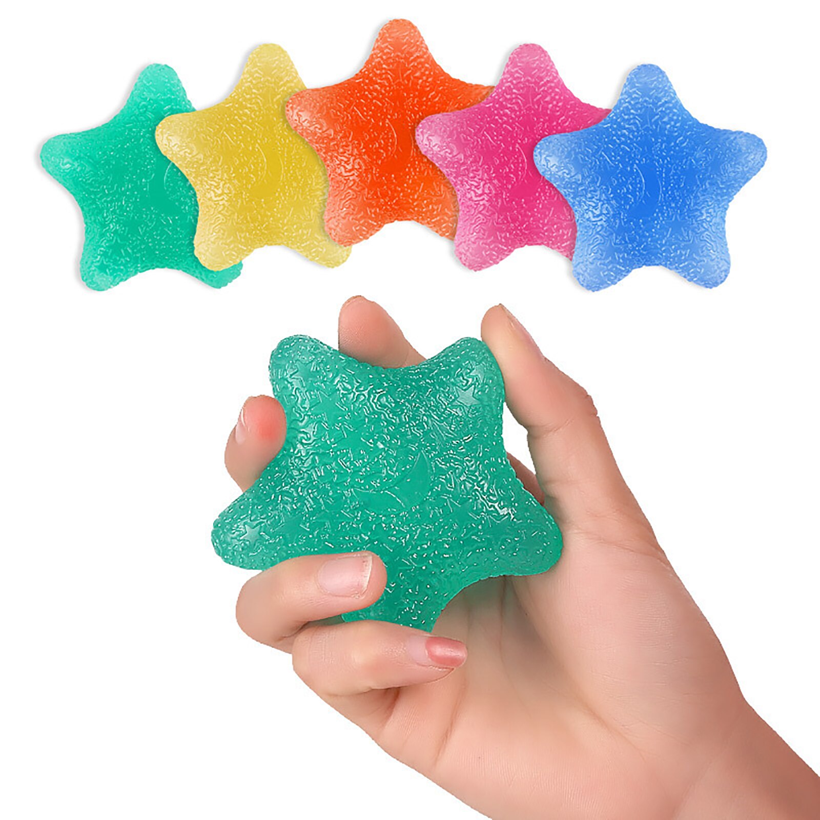 Pelota de estrés en forma de pentagrama esponjoso para adultos, juguete exprimible con forma geométrica suave, equipo de entrenamiento de dedos de descompresión