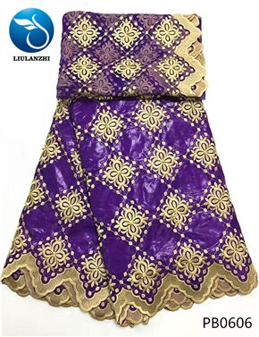 LIULANZHI negro riche getzner brode getzner riche tela de algodón tela bazin africano tissu con cuentas con 2 yardas de encaje neto PB06: PB0606