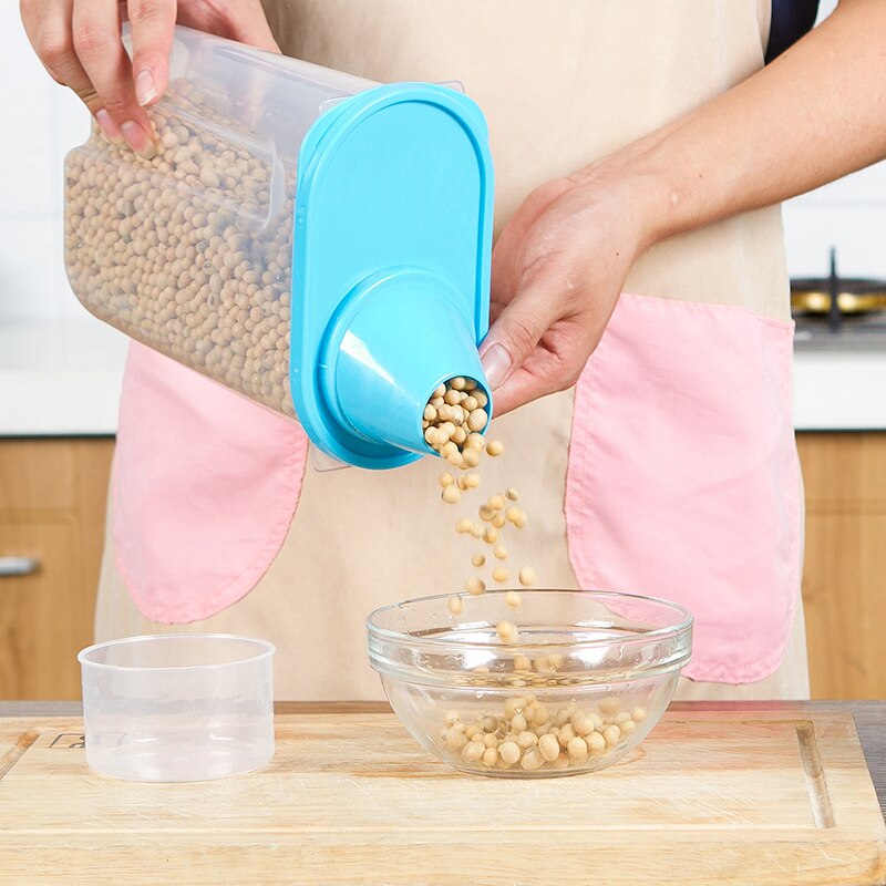 1.9L Transparent Nut Container With Pour Lid Kitchen Cereals Storage Bottle Rice Beans Jar Dried Grains Tank Plastic Food Box