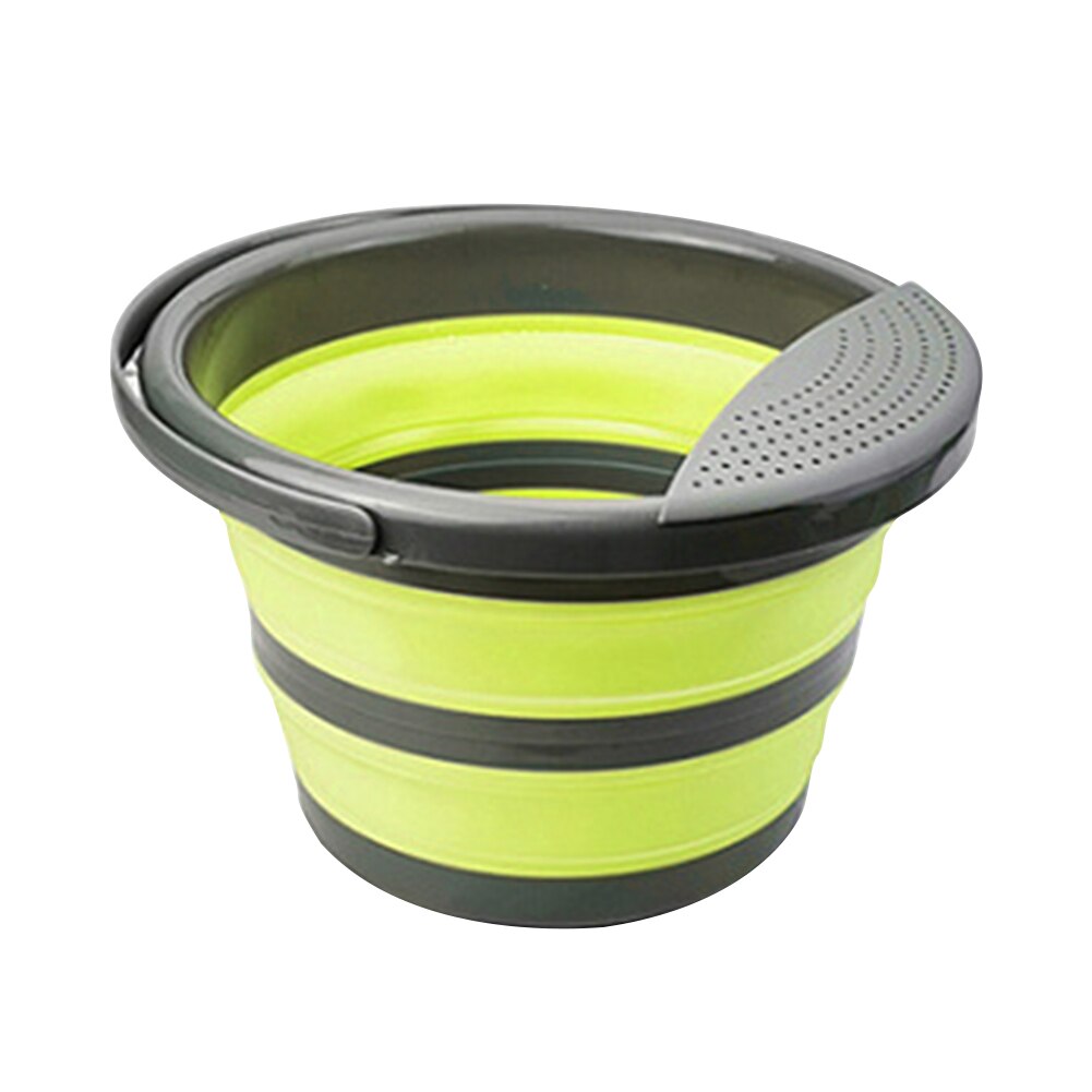 Water Storage Container Camping Water Pail Silicone Collapsible Bucket Outdoor Outdoor Portable Easy Fishing Carrying: Big Green
