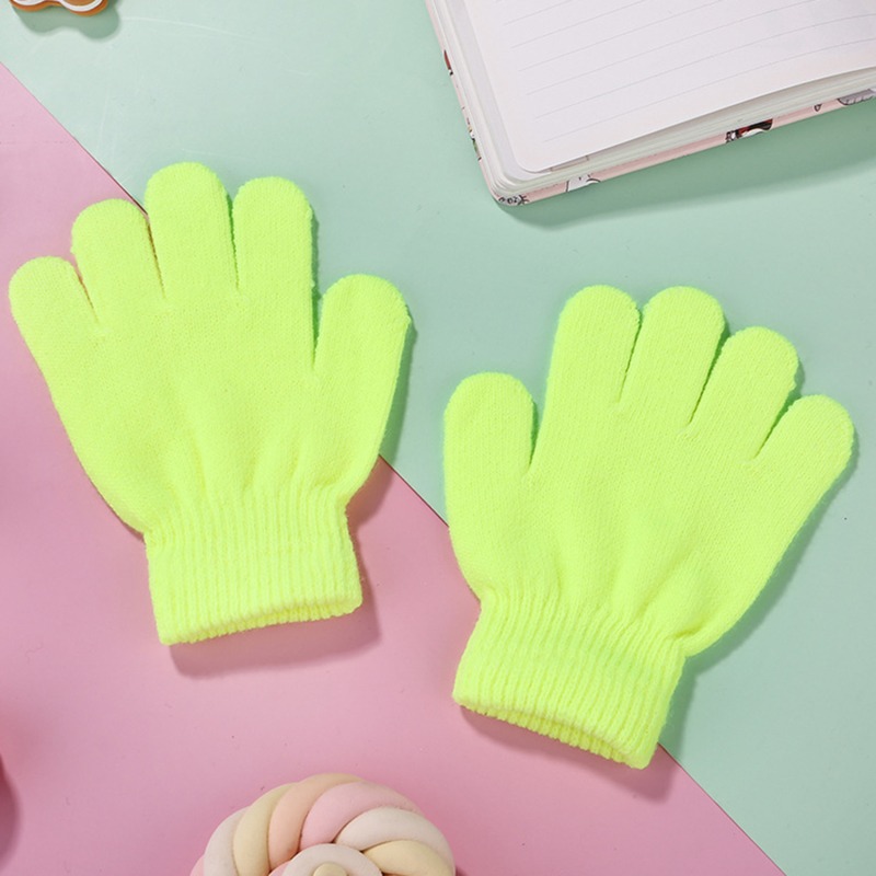 3-7years Children Winter Warm Gloves Baby Girls Baby Boys Toddler Knitted Student Kids Gloves: Yellow