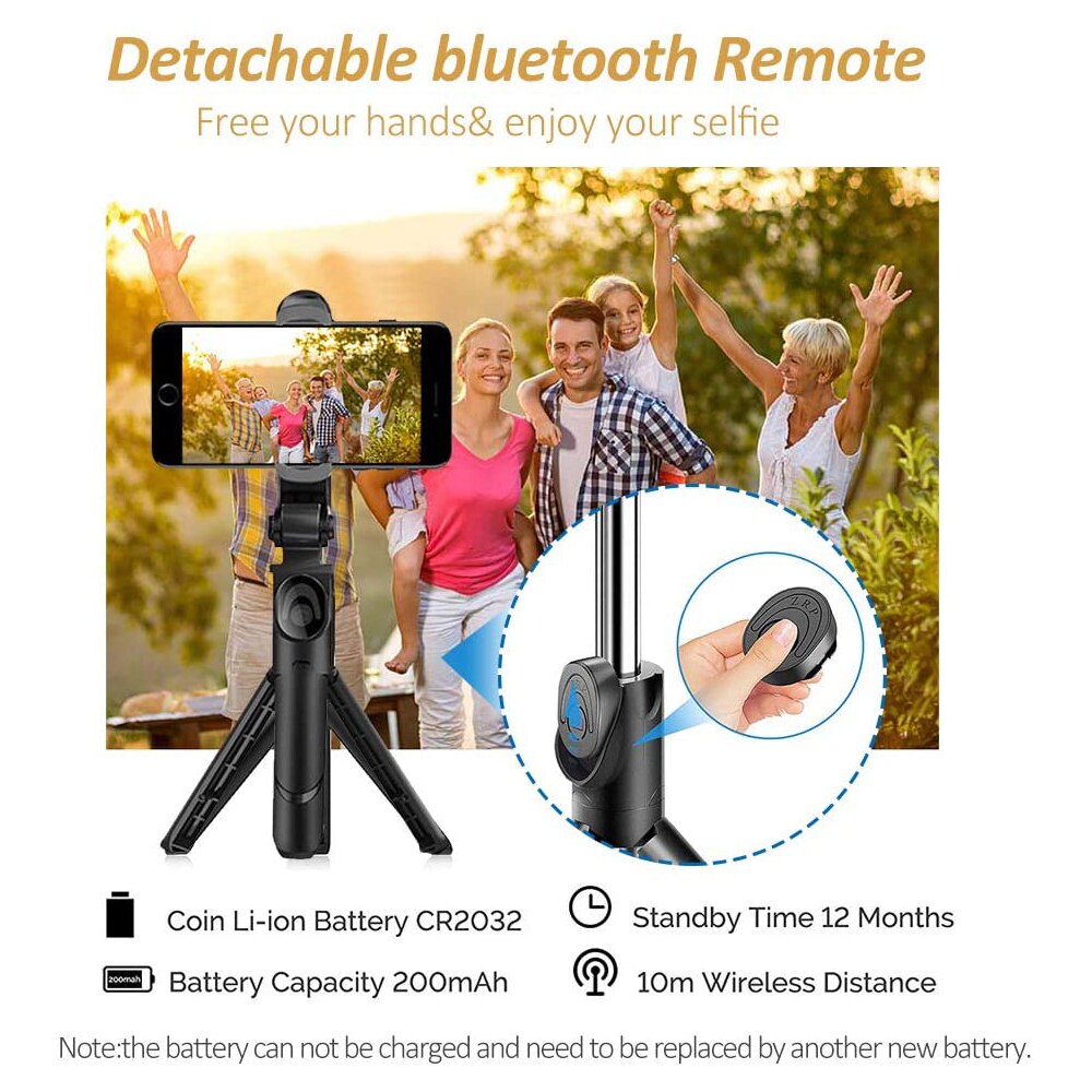 Selfie stick med stativ stander bluetooth fjernbetjening mobiltelefon selfie stick holder til iphone/huawei smartphone live foto