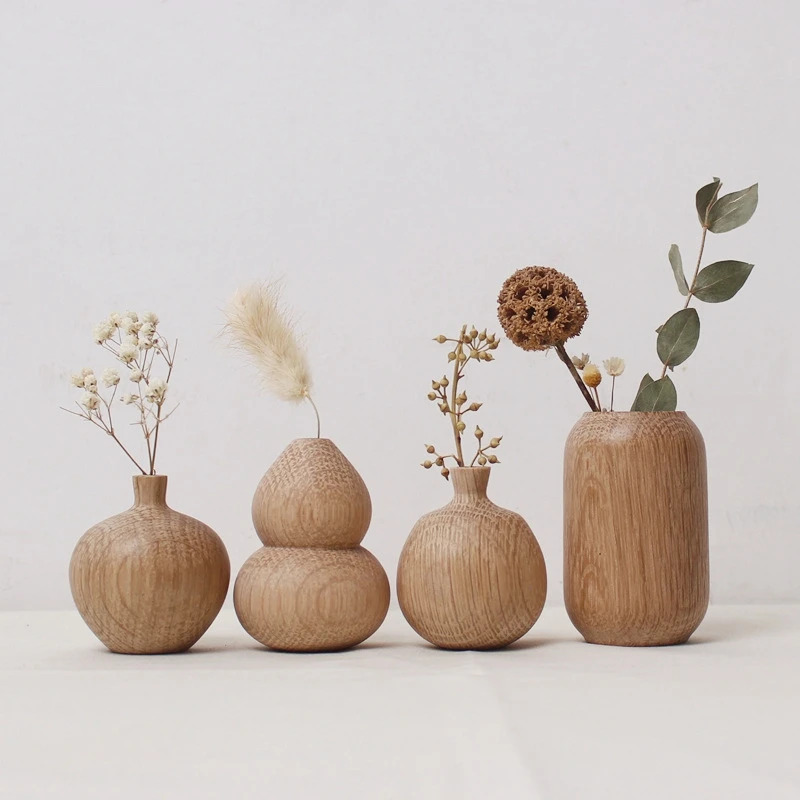 Japansk trævase til blomster boligindretning dekorative blomster vase stuedekoration kontor skrivebord blomster flaskeornament