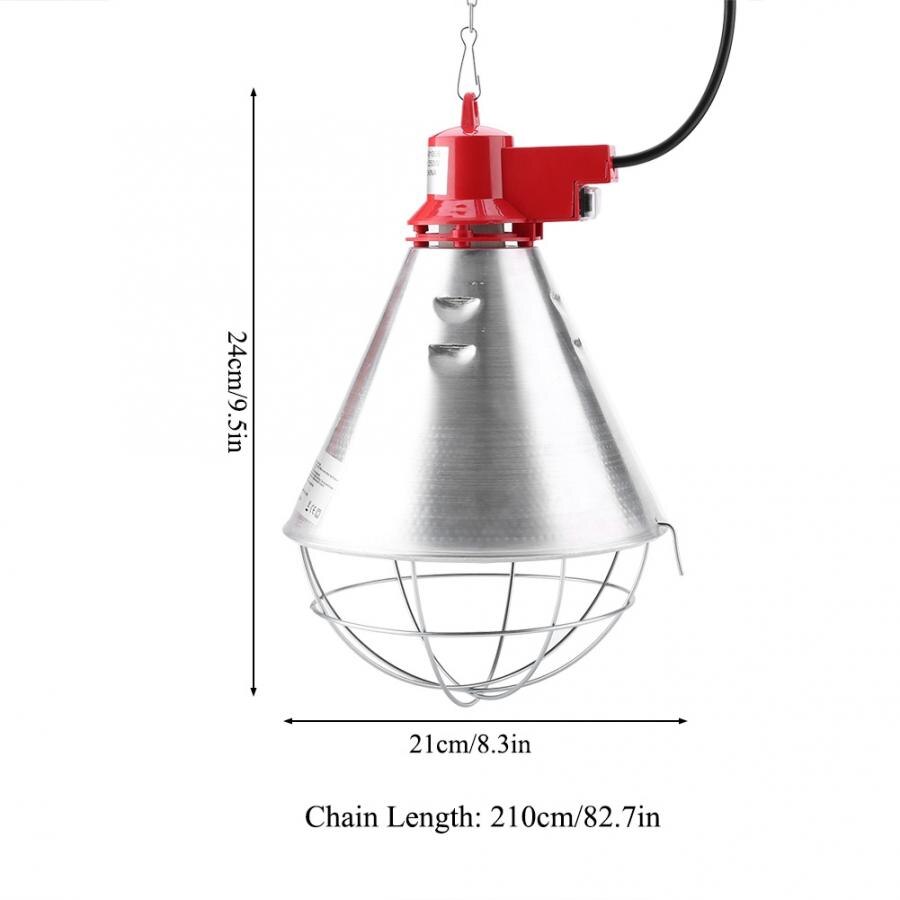 Pantalla de calor rojo infrarroja de 220V con luz de ajuste de alta temperatura para aves de corral, pollitos, reptiles, lámpara para calentador, enchufe de la UE