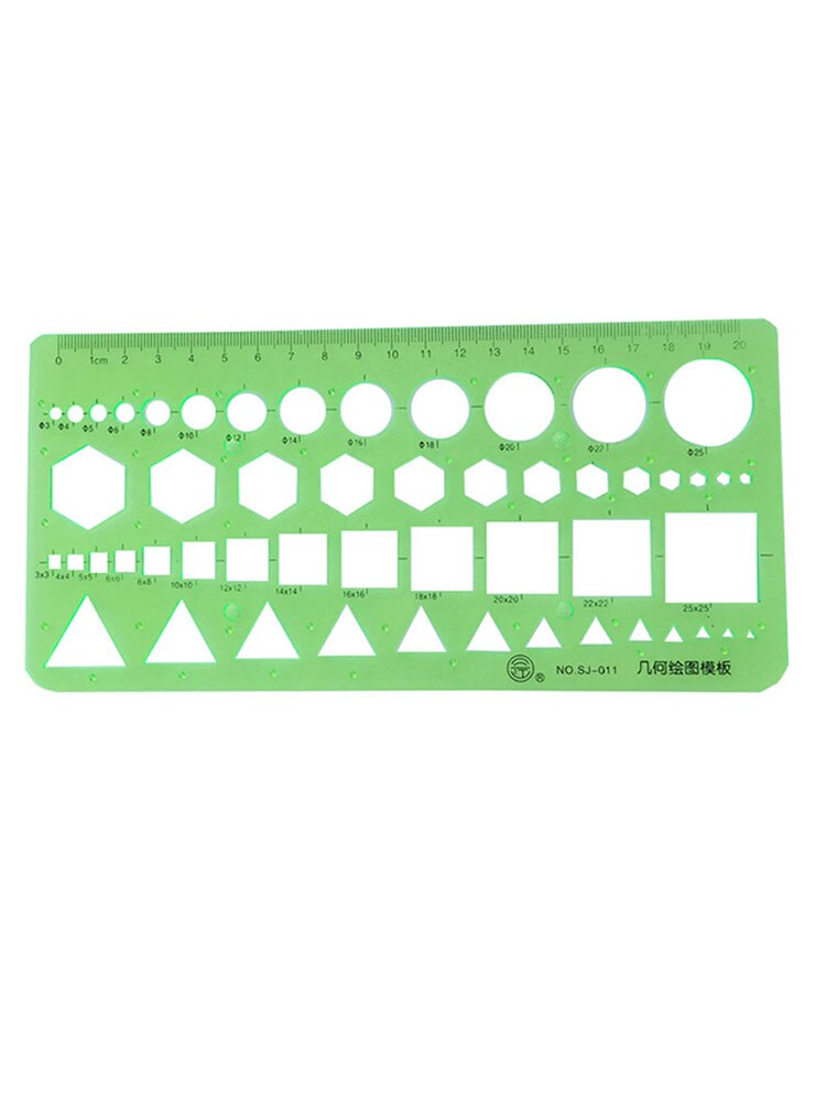 Regla de plantilla de dibujo geométrico 20 Uds. 22*10,5 cm, regla de herramienta de medición de material de laboratorio para estudiantes de plástico verde, suministros escolares: Default Title