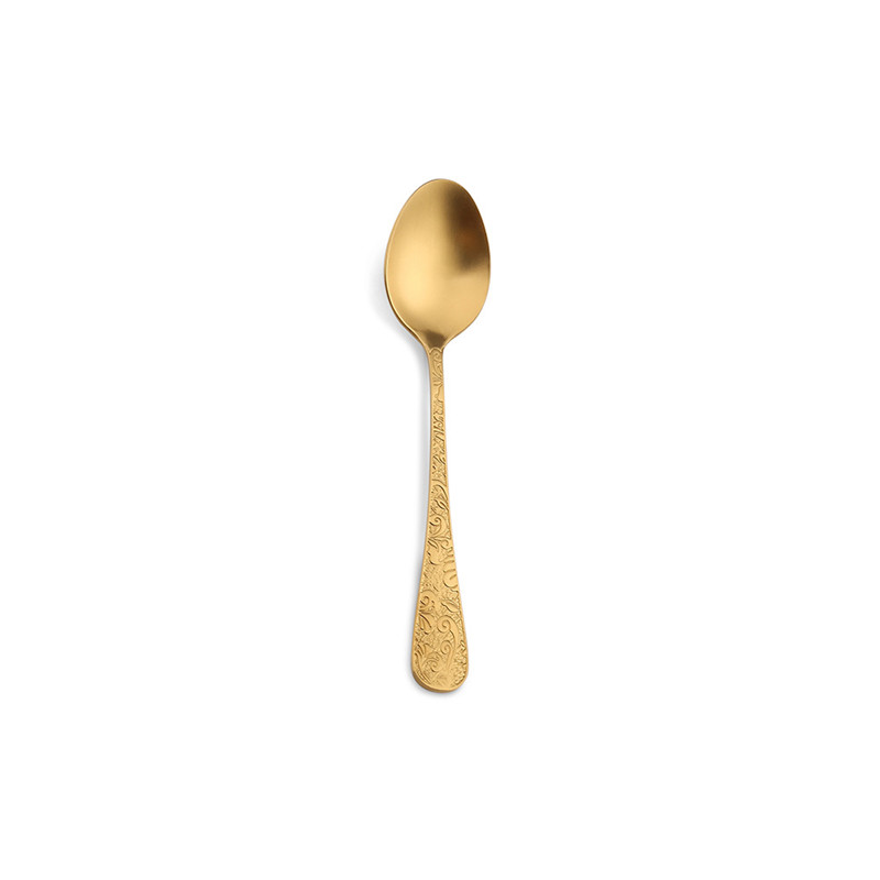Rostfritt stål slipning retro porslin blommönster stekkniv gaffel dessertsked tesked western bestick köksredskap: Guld-