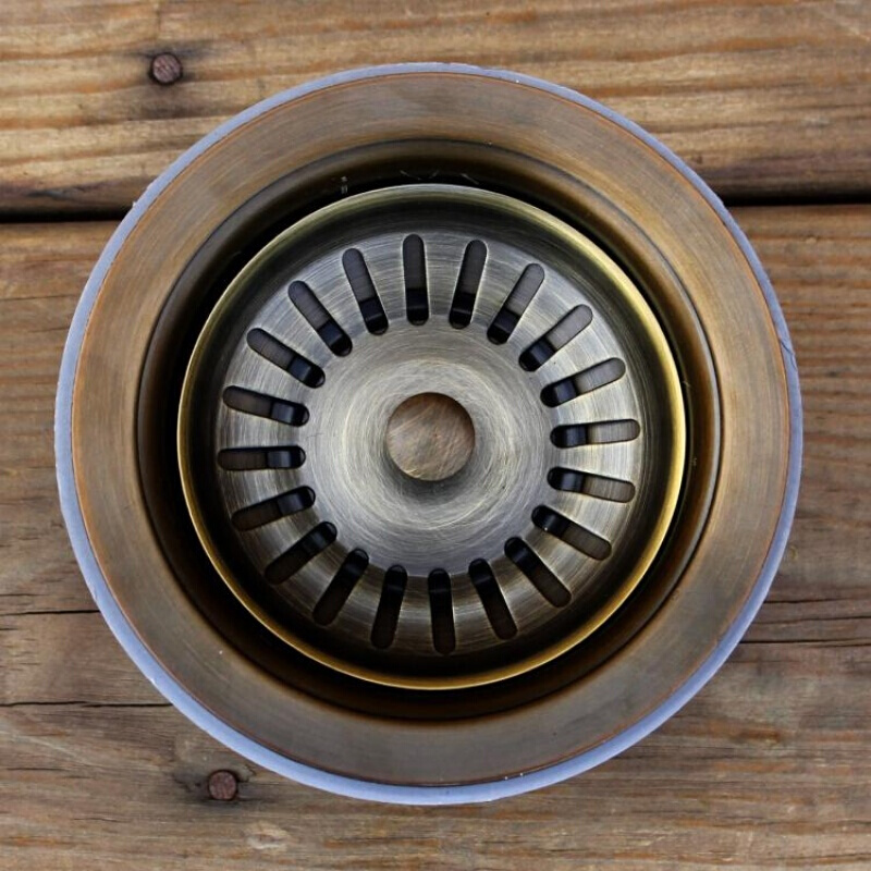 Bronze messing 3.5 "køkkenvaske afløbsfiltervask med aftagelig vaskekurv og tætningsdæksel