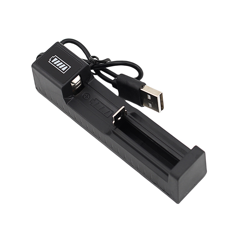 Cargador de batería 18650, 1 ranura, carga 18650, cargador USB de batería de litio recargable de 3,7 V para 16340 14500 18650 26650