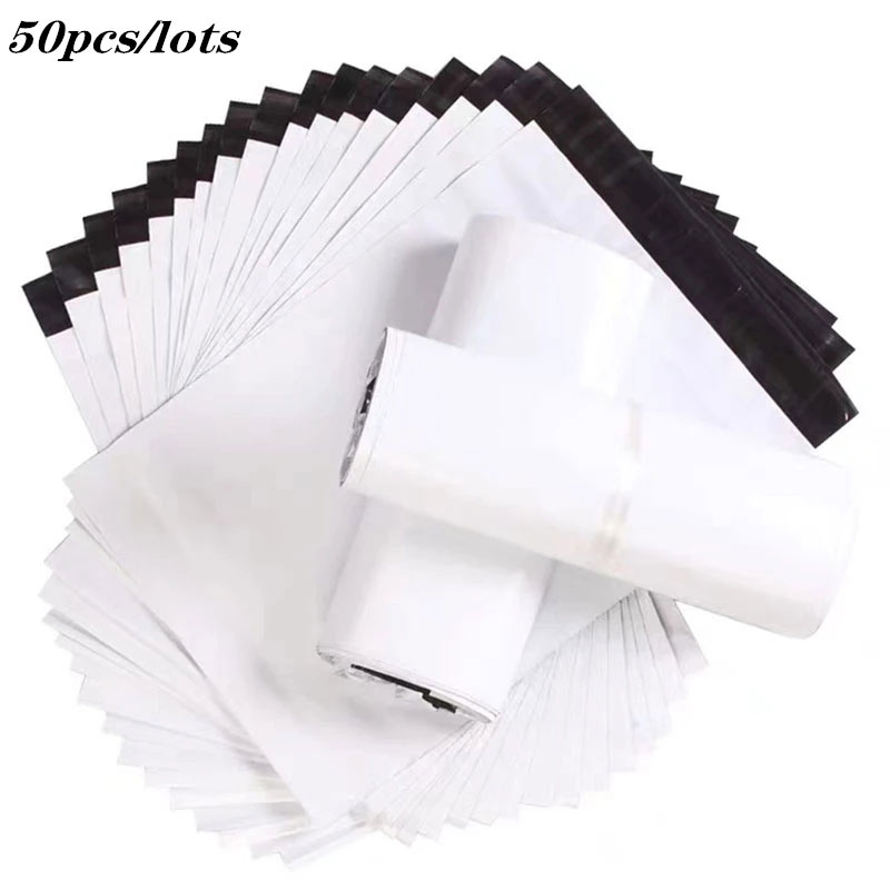 Bolsa de mensajería blanca Degradable, sobres de correo exprés, bolsas de correo con sello autoadhesivo, bolsa de embalaje de plástico de polietileno
