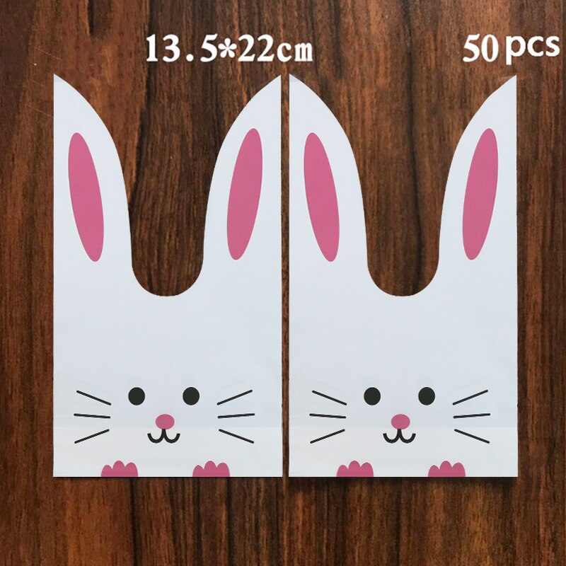 Konijn Oor Voor Sweets Bunny Verjaardag Party Goodie Bags Verpakking Bonbonniere Bag Verpakking Candy Cookie Pasen Decoratie: 50PC PinkCat