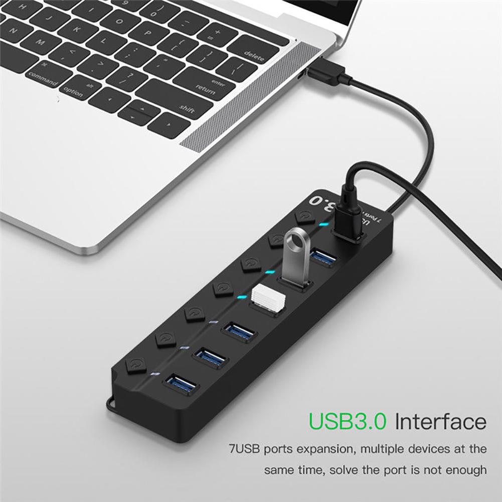 Ub usb multi 3.0 hub usb splitter højhastigheds 4/7 port alt i én til pc windows macbook computer tilbehør