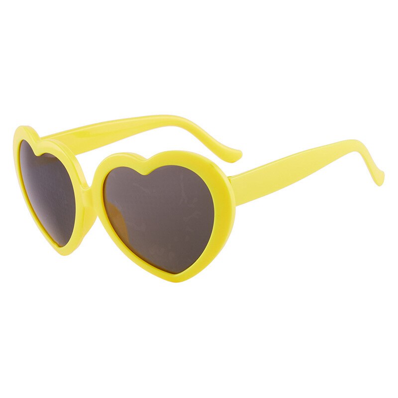 7Color At Night Diffraction Glasses Women Sunglasses Heart Shaped Effects Glasses Watch The Lights Change To Heart Shape: yellow
