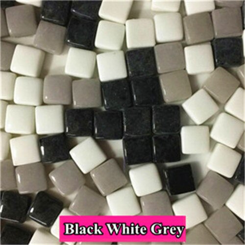 125pcs(Approx. 250g/8.82oz) Jade Mosaic Tiles 1.1*1.1*0.4cm Square Mosaic Stones DIY Mosaic Craft Materials Mix Color: BlackWhiteGrey