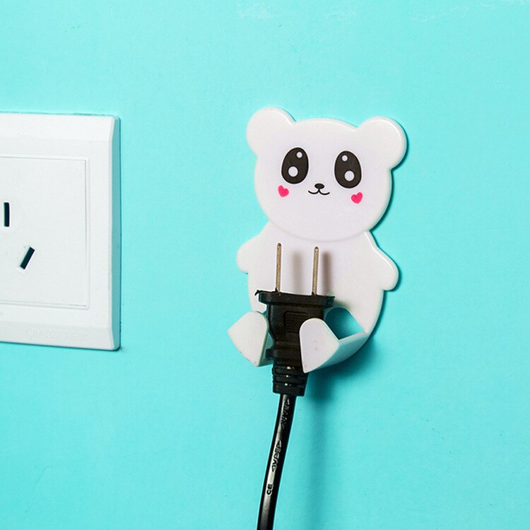 Cartoon dier gebonden apparaten stekker plakhaak stopcontact stekker organiseren opbergrek haak 2 stuks