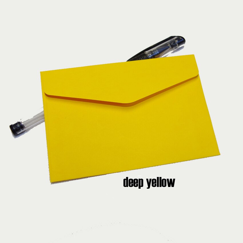 100pcs Lxw: 11.7x8cm Colorful Mini Kraft Envelope Business Vip Card Small Wedding Party Invitation Card Paper Envelopes Office: deep yellow