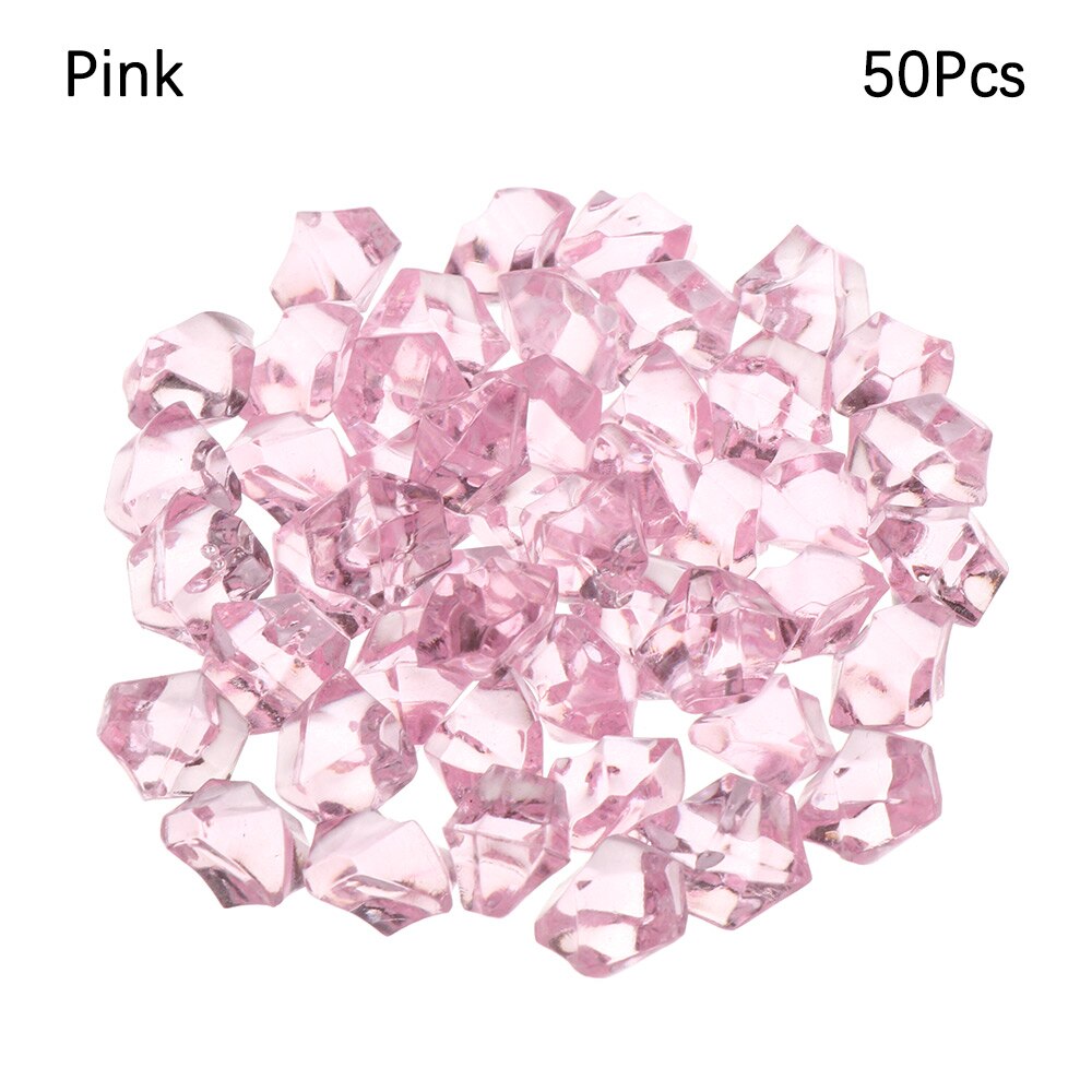 50Pcs/bag Colorful 1.4*1.1cm Aquarium Acrylic Stones Crystal Ice Cubes Decor Vase Filler Pebble Fish Tank Decor Flower Pot Decor: pink