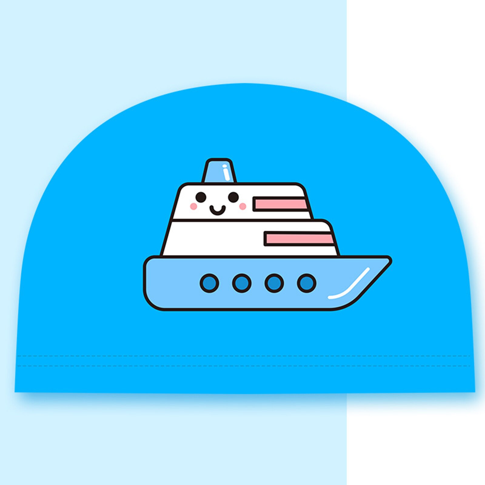 3D Swim Hat Stretchy Bathing Swimming Hat Teens Girls Boys Beach Cute Swim Age 2-12 Toddle Children Pool Ear Protector: Blue Boat