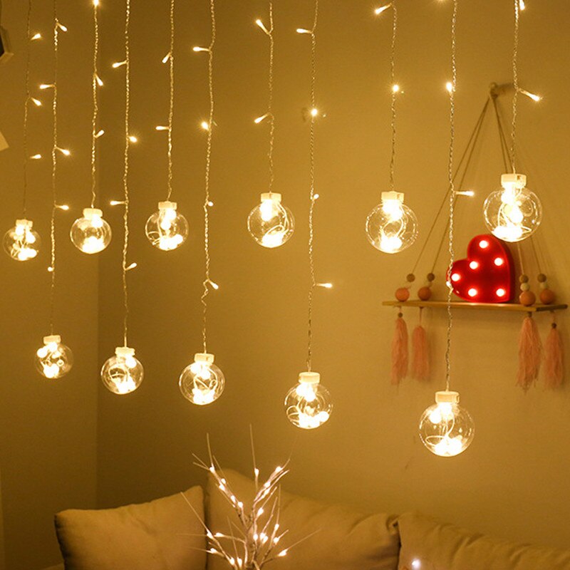 Fairy garland led ball string lights for wedding christmas birthday party festival decor led led lights decoration gardin lys: Varm hvit
