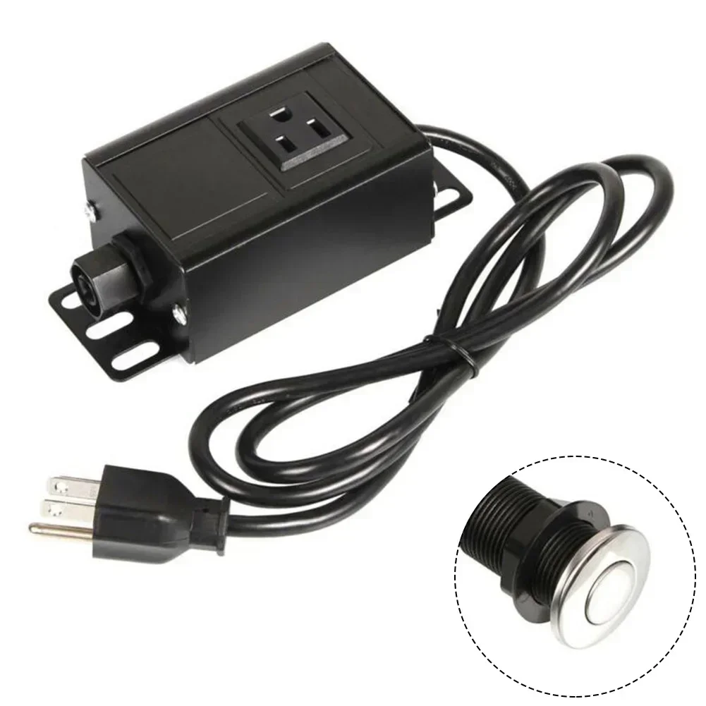 Garbage Disposal Air Switch Kit Single Outlet Single Control On/Off Air Button Stainless Steel Waterproof Anti-leakage Kit