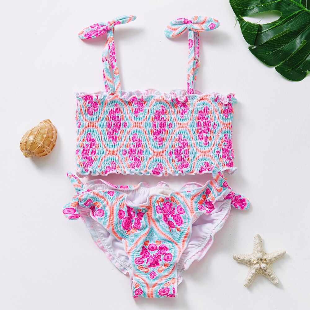 2~14Y Teenager Girl Bikini Set Cute flower Girls Swimsuit Two pieces Children Swimwear Girls Swim costume Tankini set: ST278 flower / 8