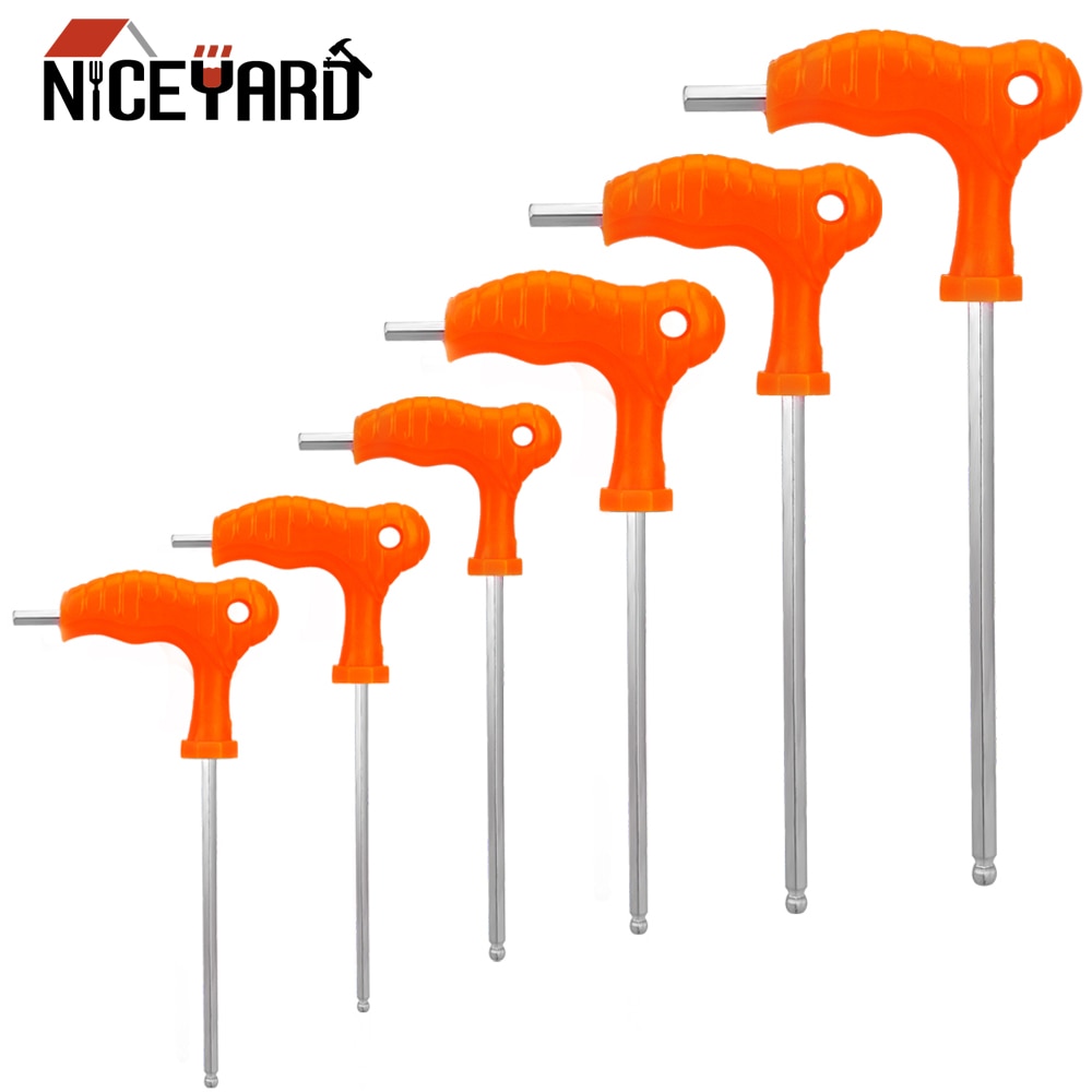 NICEYARD Steel T Handle Spanner High-carbon Inner Hexagon Wrench Allen Hex Key Wrench Hand Tool 2.5mm 3mm 4mm 5mm 6mm 8mm