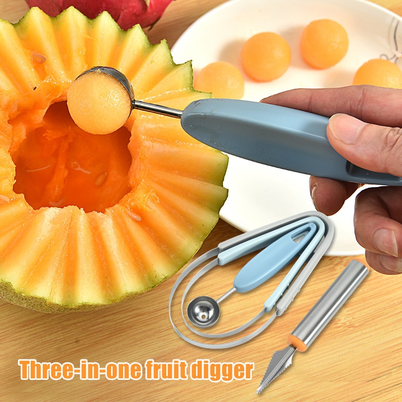 Nieuw 4 Stks/set Multifunctionele Rvs Fruit Bal Graver Vruchten Carving Cutter Set Voor Watermeloen Fruit TE889