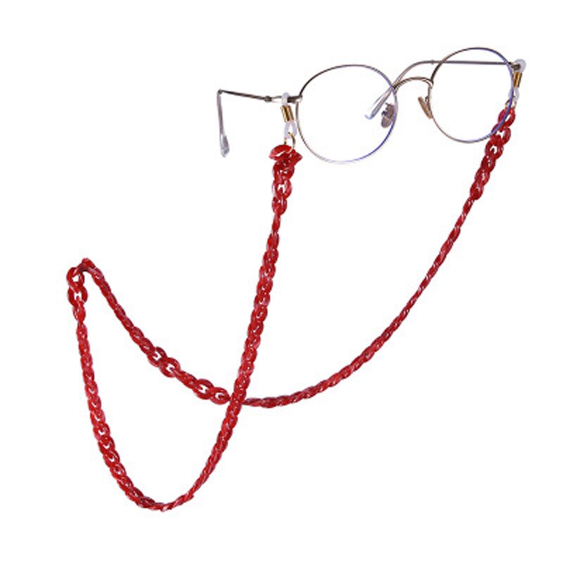 Glasses Chain Alligator Clip Crystal Sunglasses Glasses Lanyard Mask Glasses Chain Dual-use Personality Handmad: red