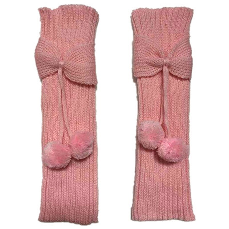 Børn pige bowknot pompon strik benopvarmere boot sokker manchetter toppers jul botas feminina fodbeklædning børns knæpude: Lyserød